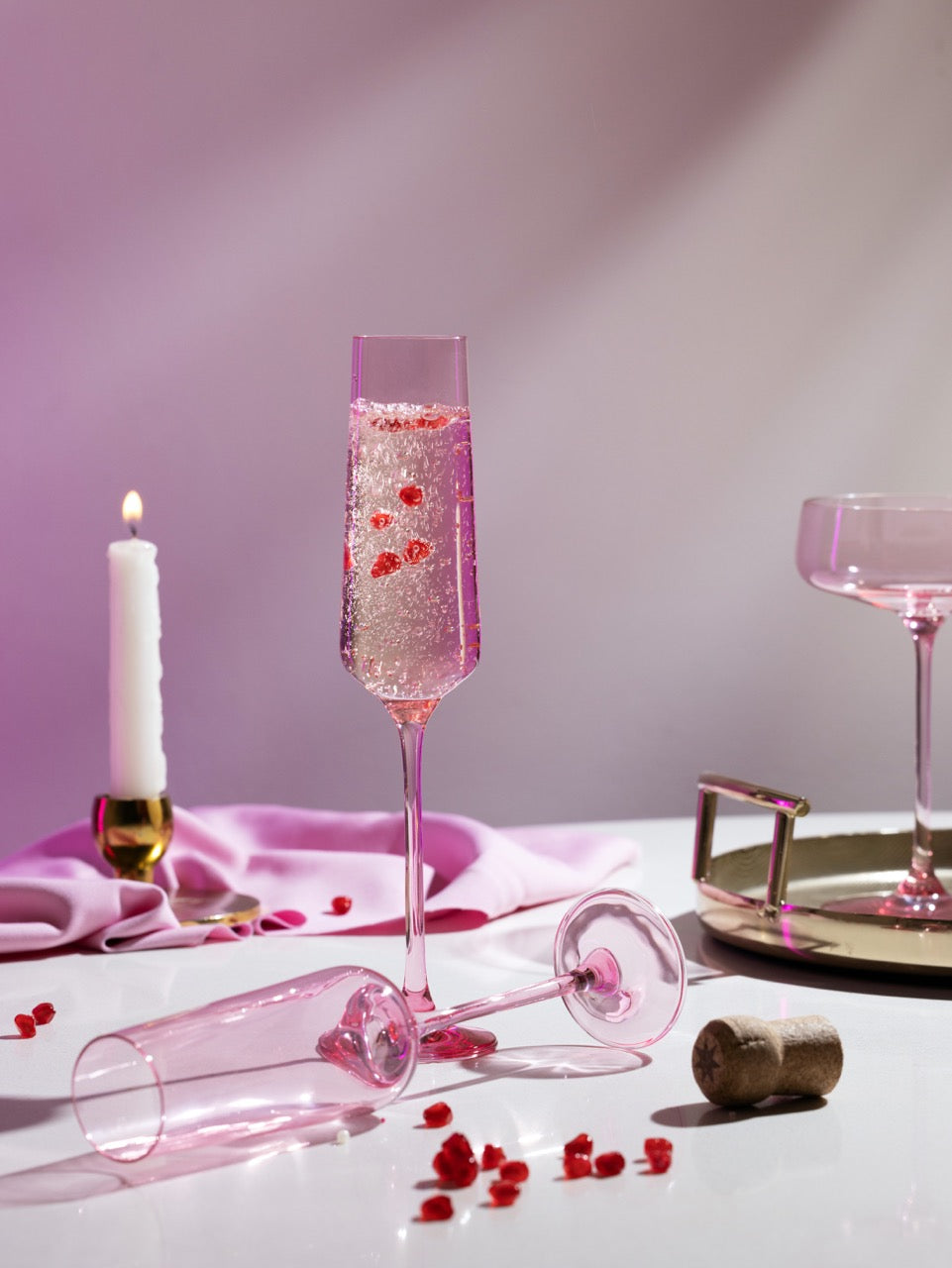 Buy Peonies Pink Flute Glasses Online – Fast Delivery, Top Quality!