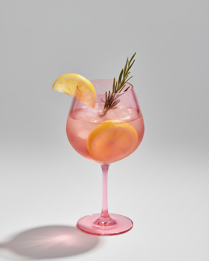 Handcrafted goblet glass in pink blush color for housewarming gifting