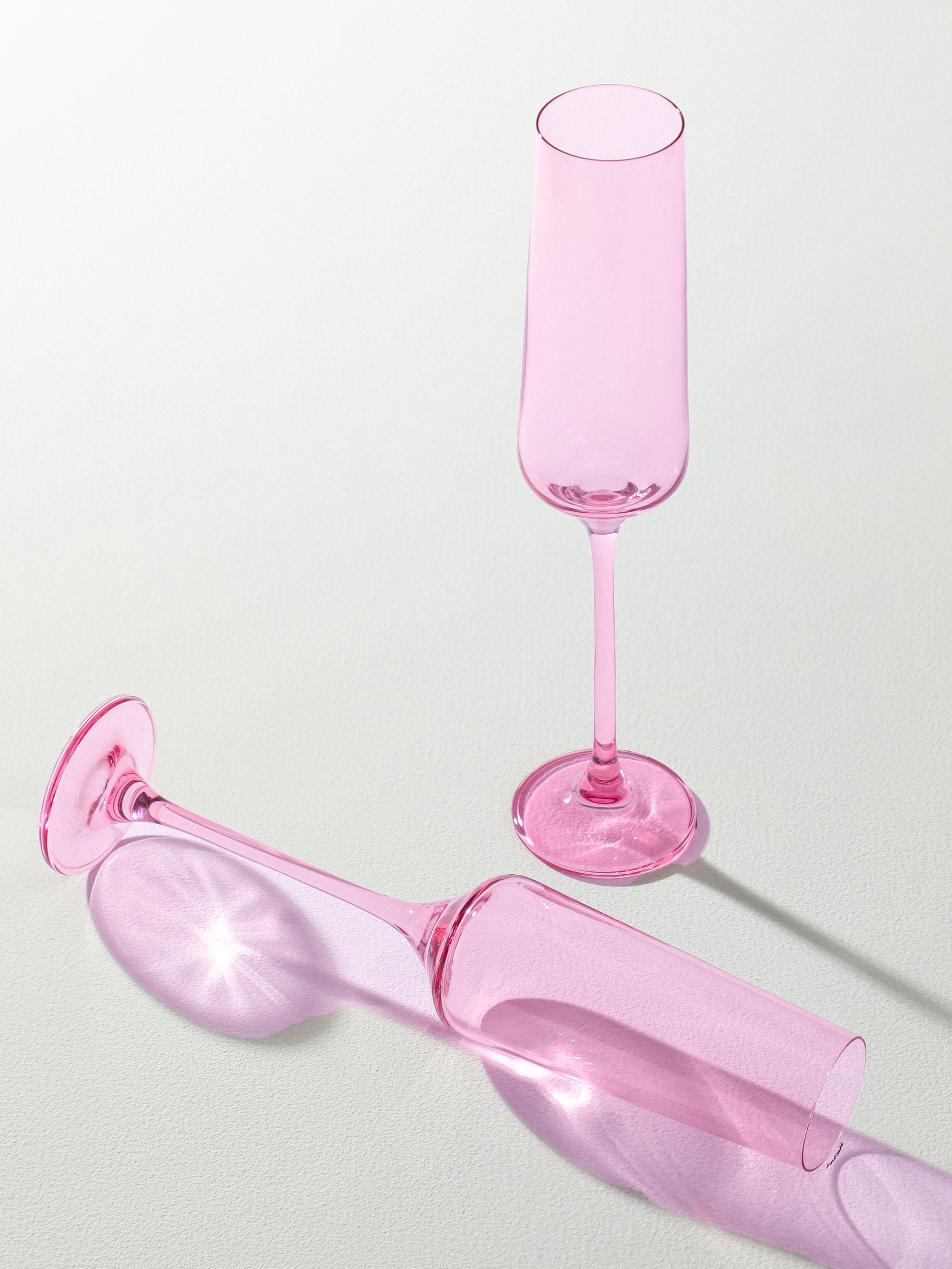 Shop Rayt India’s Peonies Pink Flute Glasses – Fast Shipping Today!